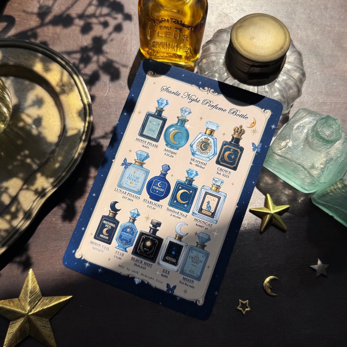 星空香水瓶 コラージュ瓶柄 ポストカード