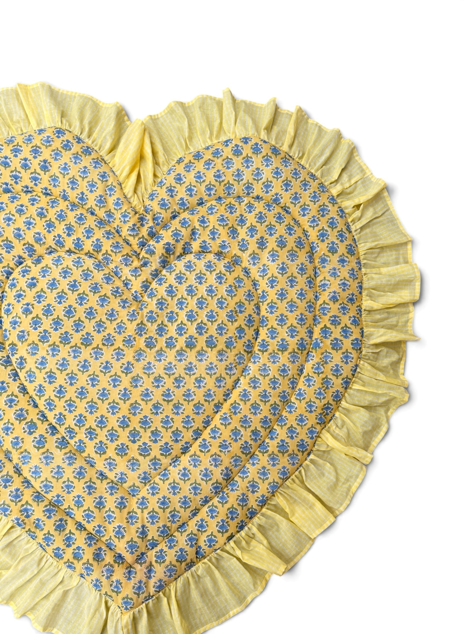 Heart Frill Mat - Combination Color - Yellow and Blue Flower【saruche】