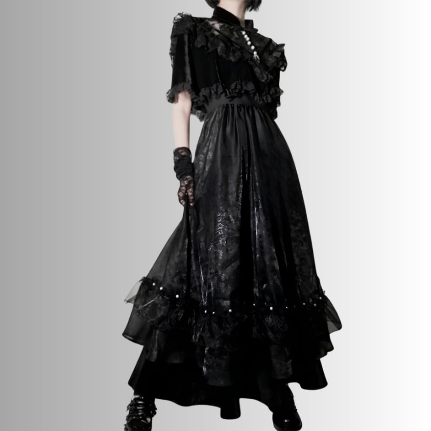 ガーリー系ゴスロリ 逃避行プリンセス黒ロングOP 闇かわいい
