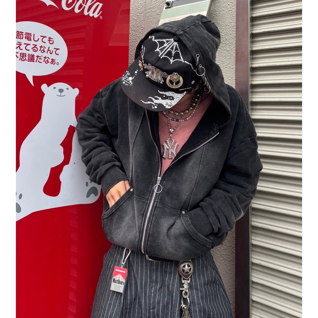 ☆LE SSERAFIM ウンチェ 着用！！【MMAK】9197 APPLIQUE HOODIE ZIP-UP