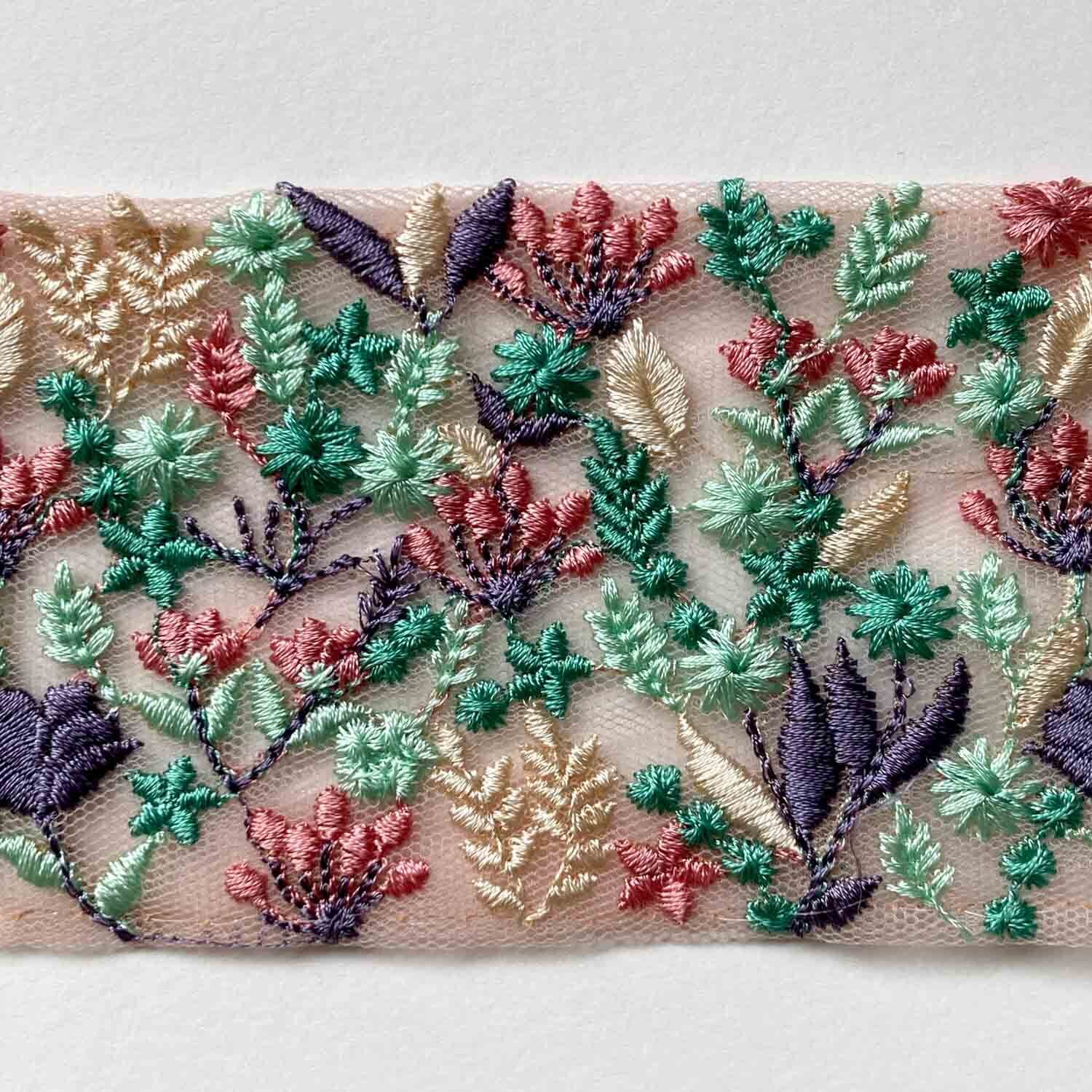 新色追加〉草花模様の太幅インド刺繍レース（50cm〜） | Dua