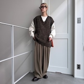 モールニットルーズvest/ブラウン