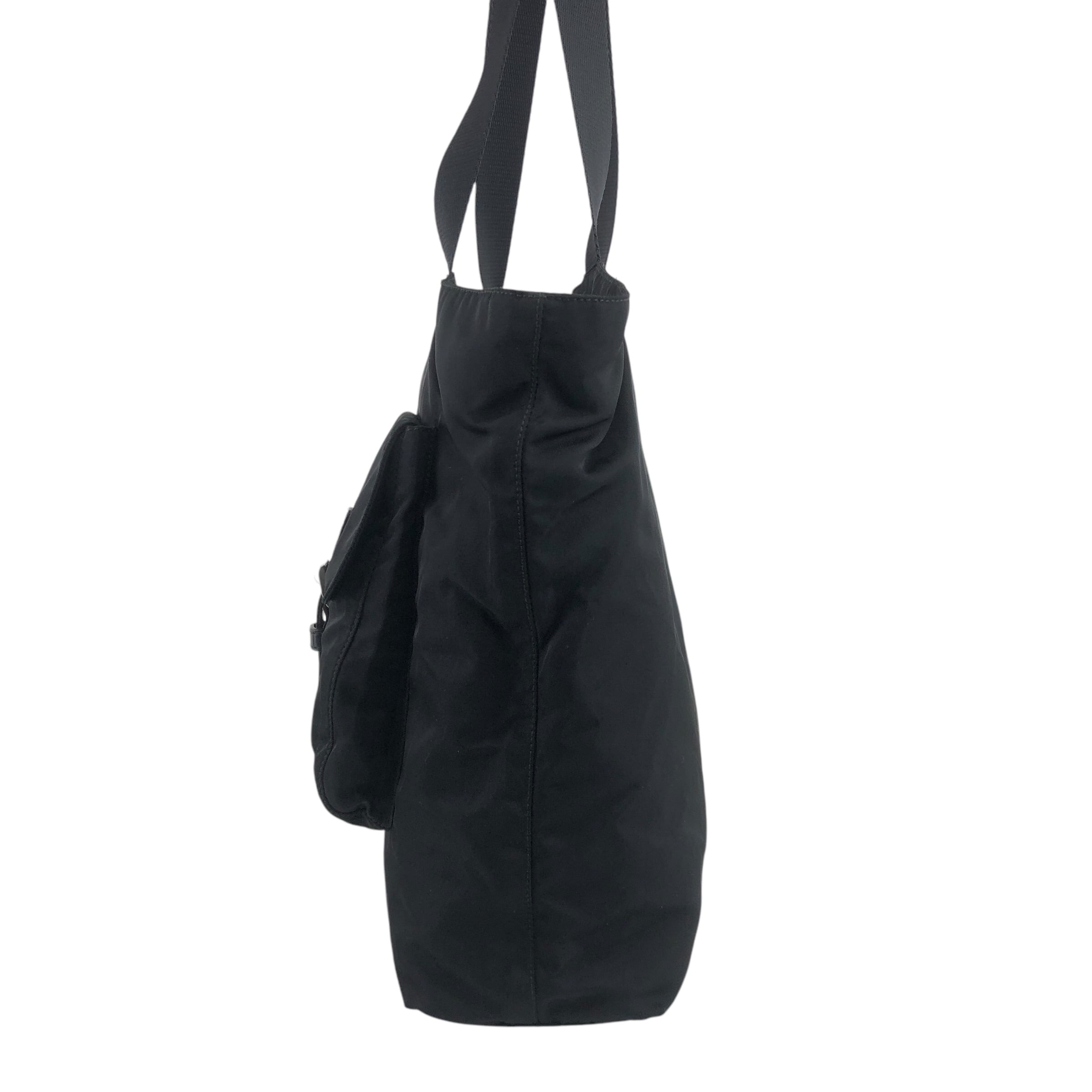 PRADA プラダ ハンドバッグ ブラック ナイロン ダブルポケット トート