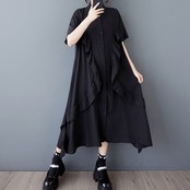 フロントフリル シャツワンピース 30076