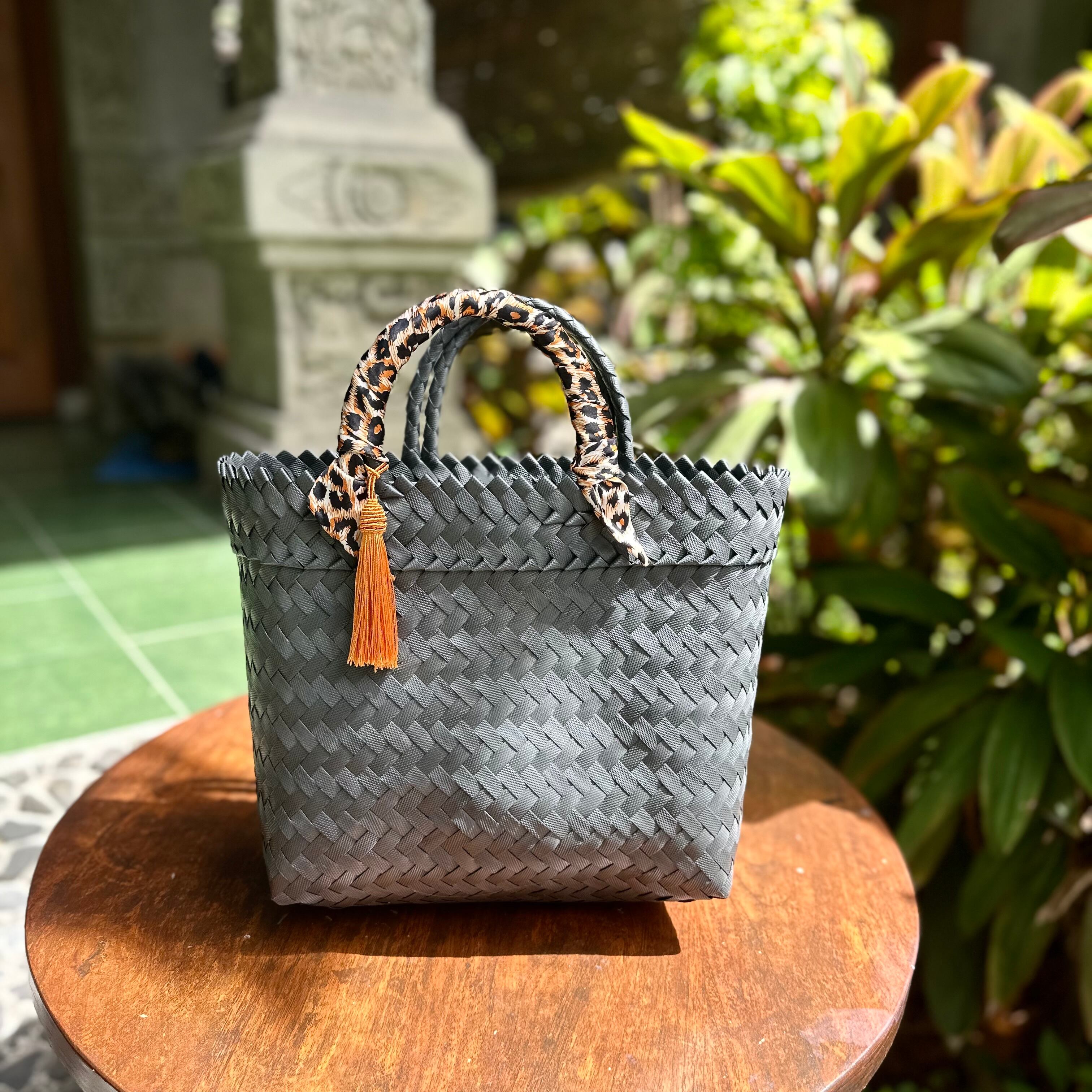 送料込】新作バリ島パサールバッグ 大きめLサイズ シルバー メルカド