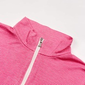 LANVIN SPORT ランバン スポーツ 千鳥柄 ハーフジップ ハイネック シャツ 42/ピンク レディース ゴルフ