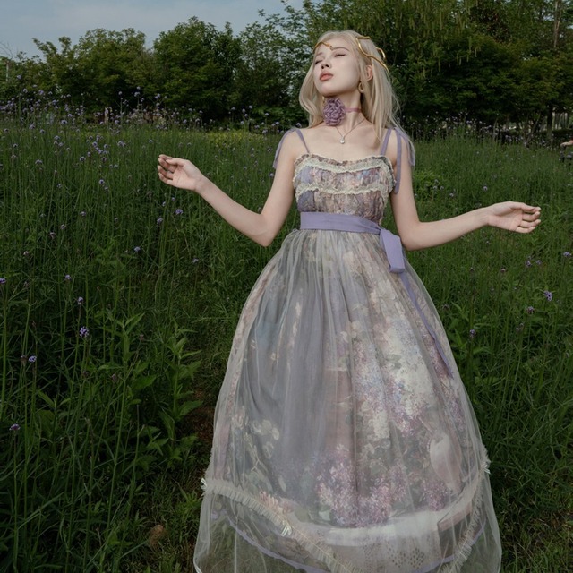 森ガール ジャンパースカート 油絵風 サブカル 服 地雷系 通販