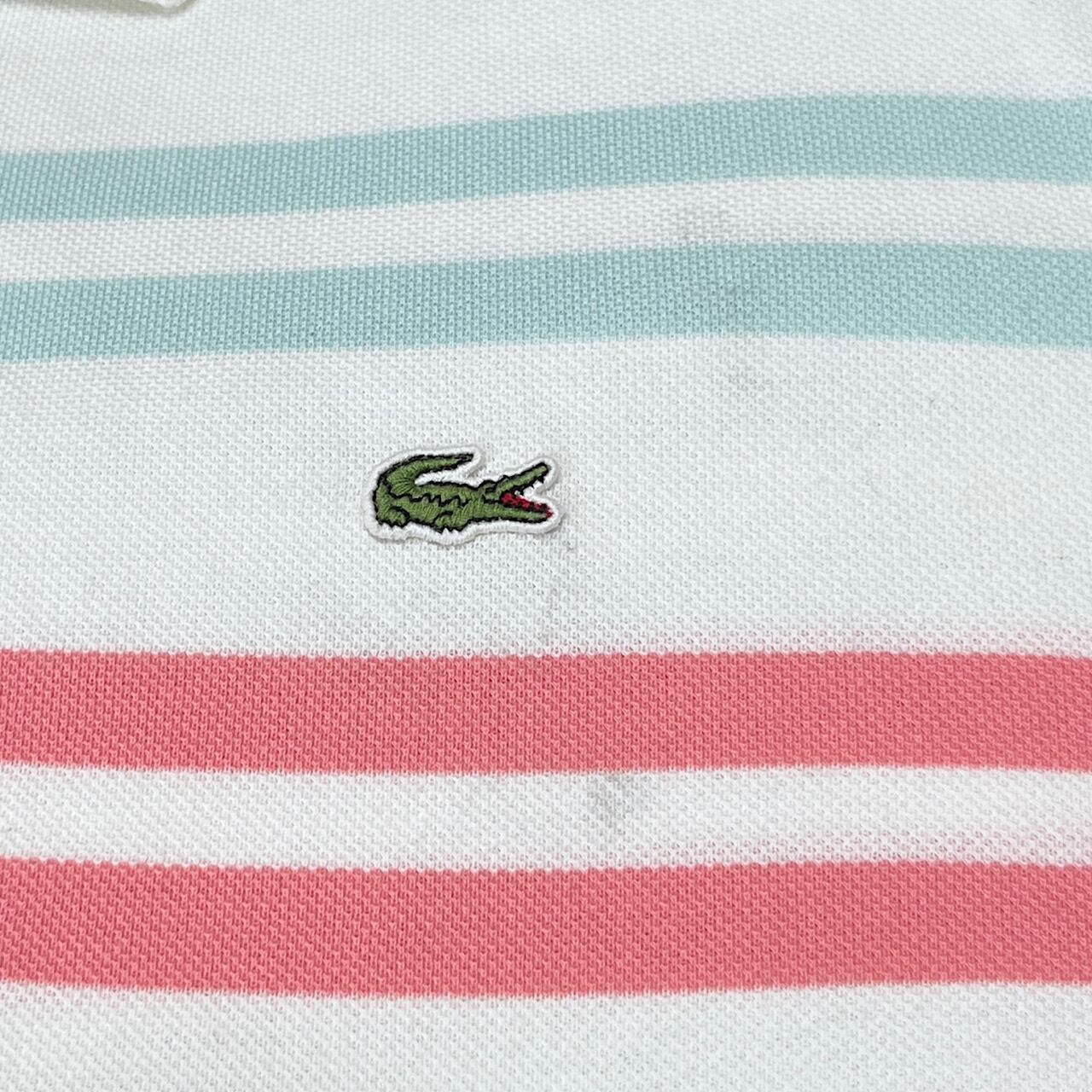 90年代 LACOSTE ラコステ 鹿の子 マルチボーダー ポロシャツ メンズL 