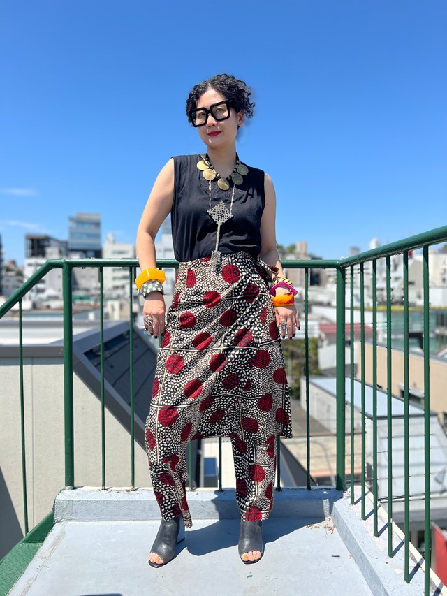 Vintage africanbatik pants & wrap skirt set