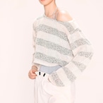 ローゲージ ストライプ ニット トップス L1300