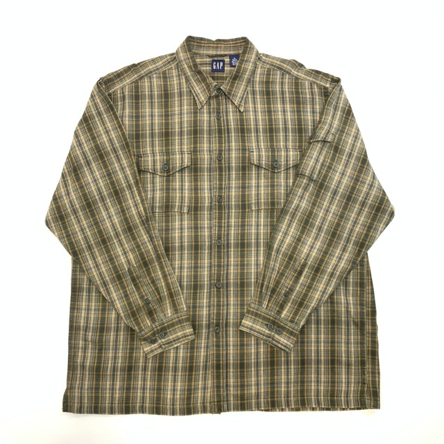 8497 GAP 長袖シャツ　ネルシャツ　タータンチェック　袖ポケット　XL
