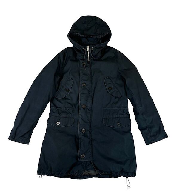 中古 エムエイチエル MHL ダウンコート クリーニング済み 黒 フーディ レディース サイズⅡ