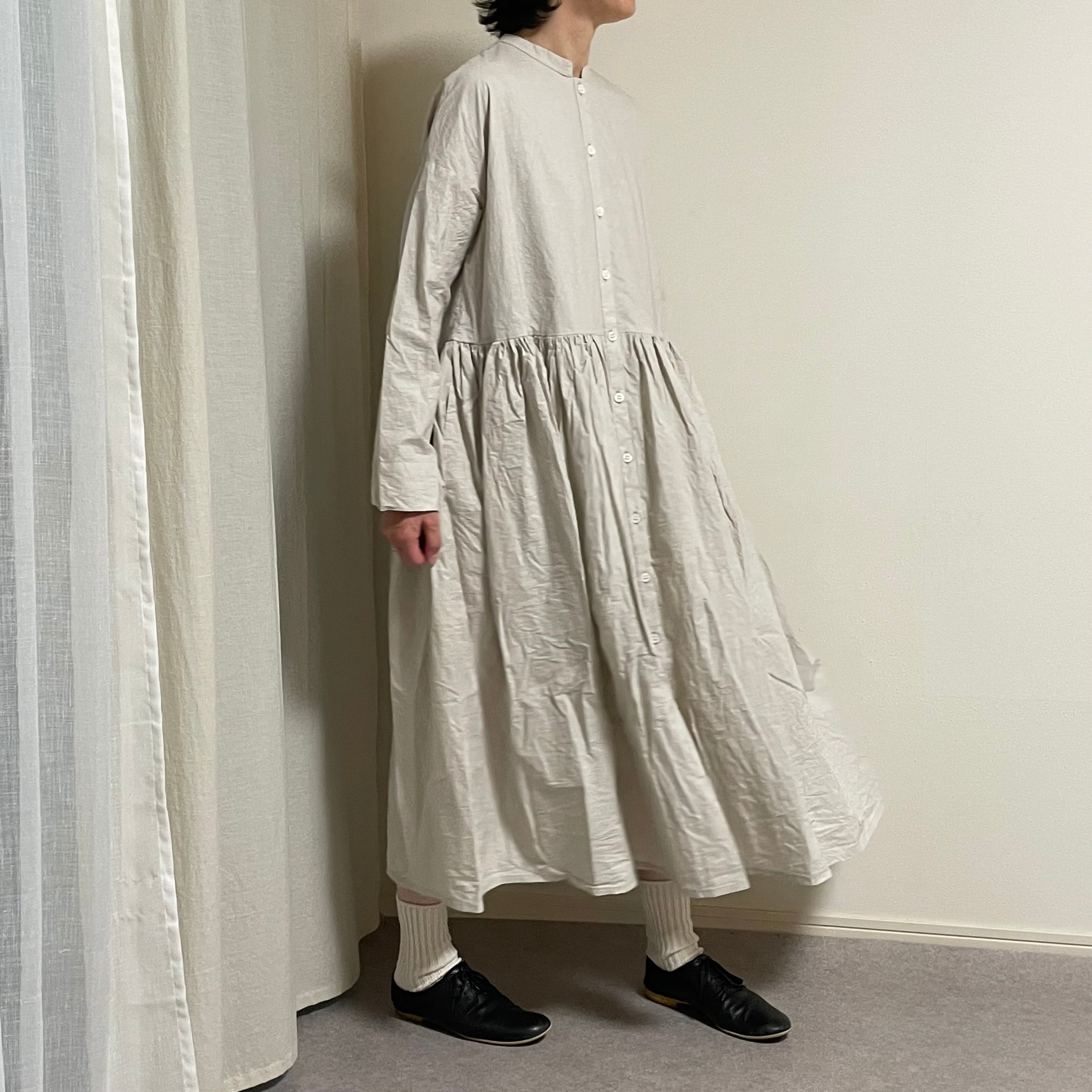 Gauze# SWITCHING GATHER SHIRT DRESS/スイッチングギャザーシャツ