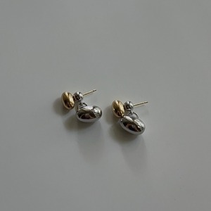 silver gold drop earrings （ピアス）