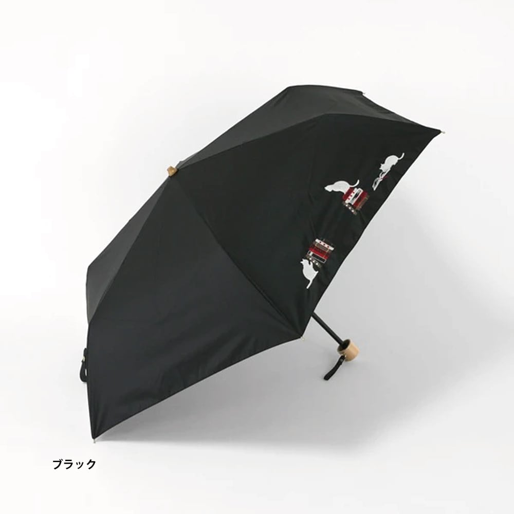 猫傘(折りたたみ晴雨兼用傘・本と猫刺繍) | マスノヤ衣料品店