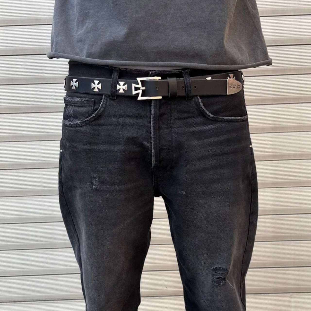 ASKYURSELF / signature OG cross leather belt