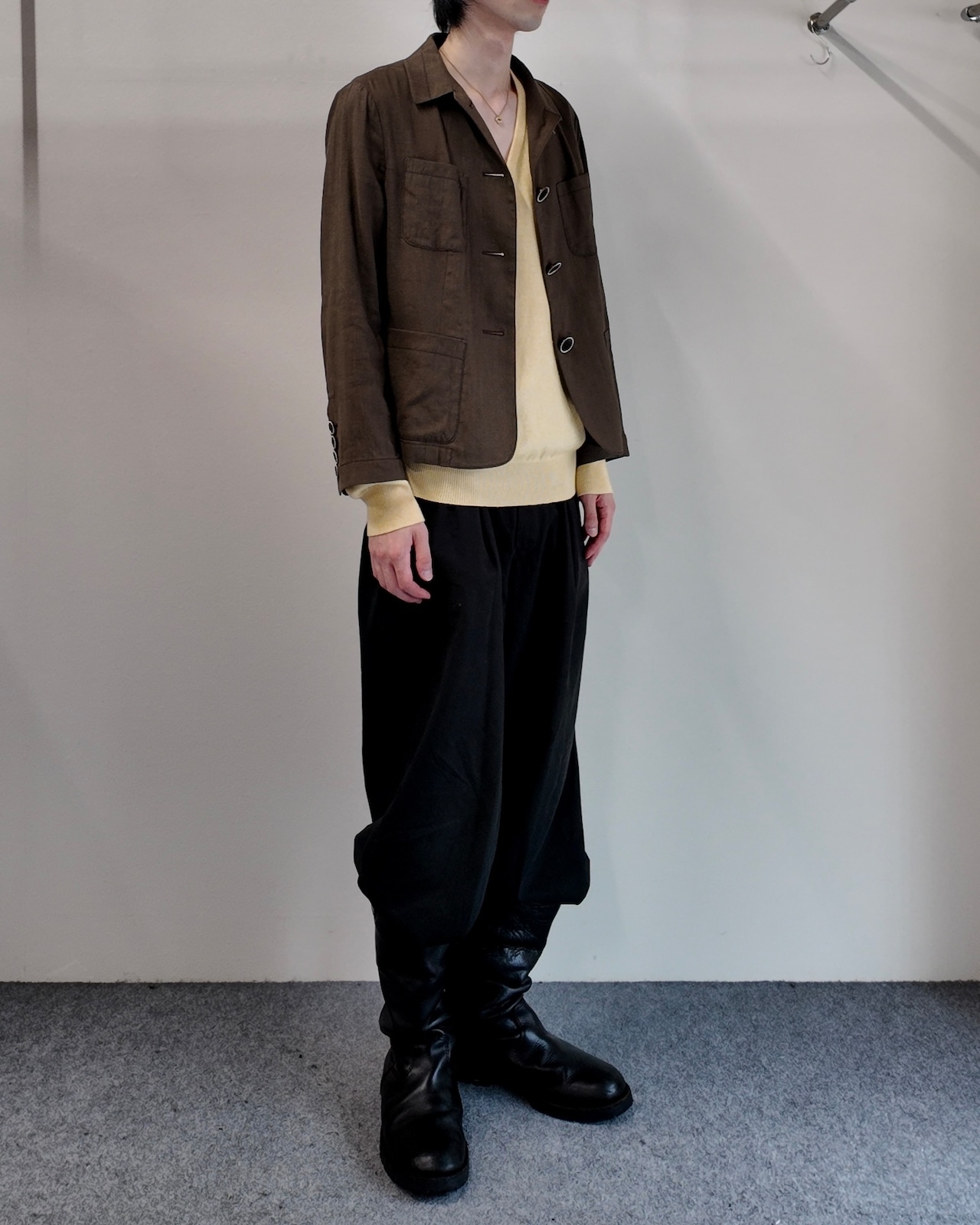 【Salvatore Ferragamo】yellow v-neck knit