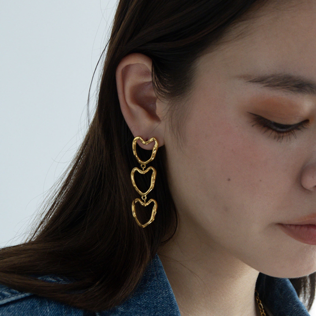 【ネコポス便】ピアス オープンハートチェーンピアス 金属アレルギー対応 ハート ステンレス つけっぱなし 金アレ対応 レディース 2440