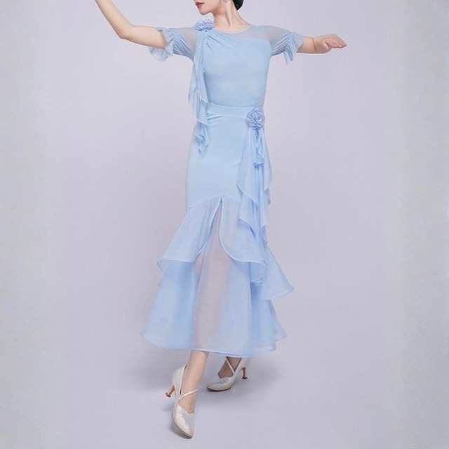 シアーフリル ティアード フラワーモチーフ ダンススカート 3col D00590