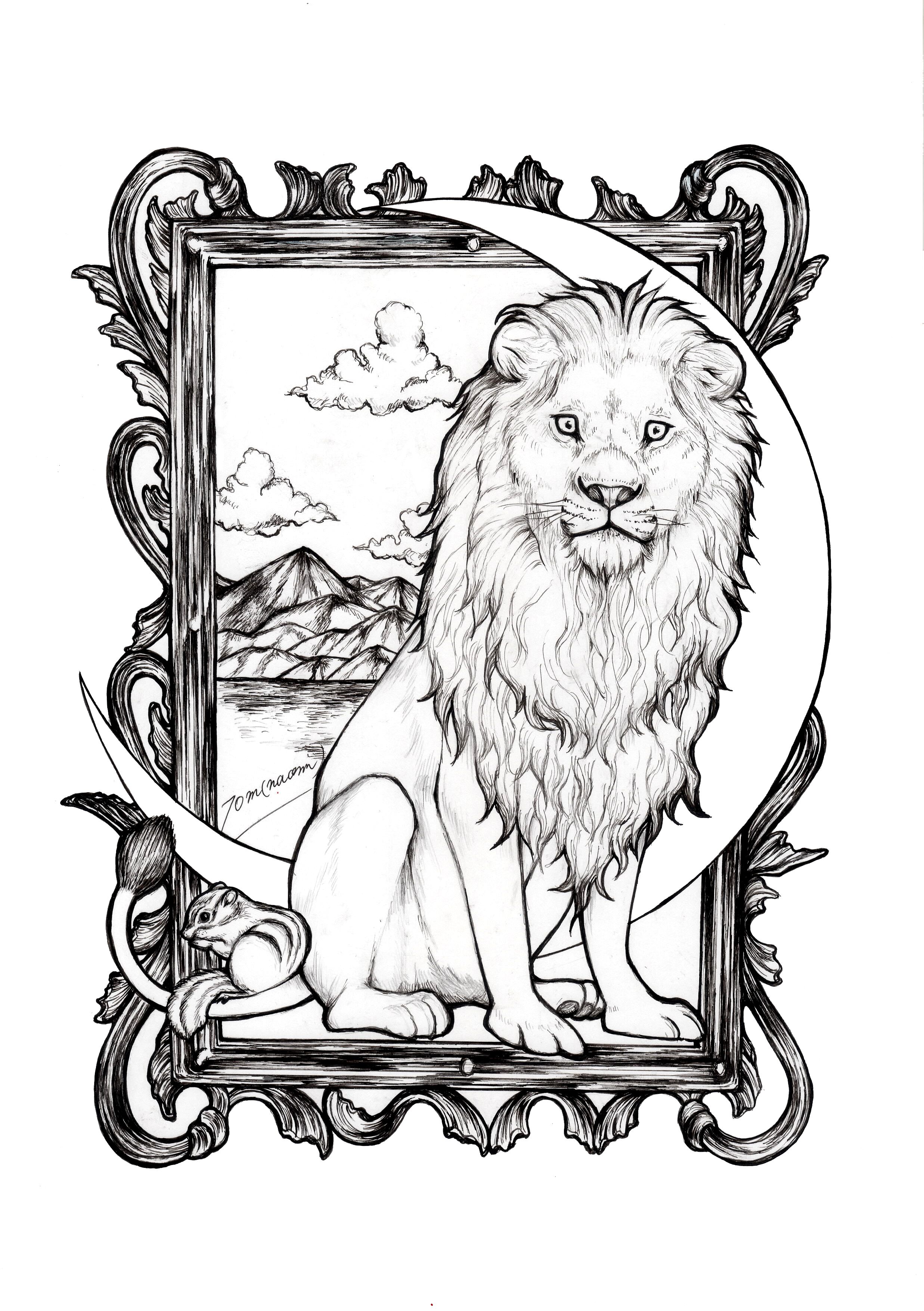 独特の素材 額付きイラスト原画 New ライオン Series Season イラスト Vaasanooppera Com