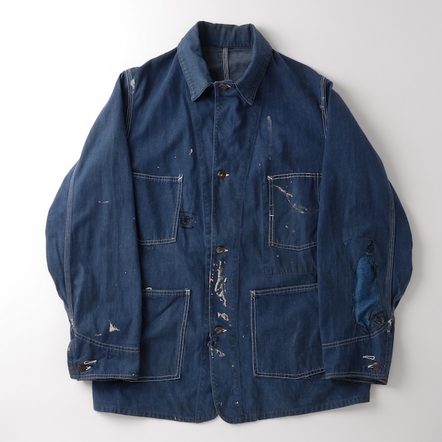 【濃紺】60s special vintage denim coverall jacket blanket about size44 Big size made in USA  no tag / 60年代 ヴィンテージ デニム カバーオール ジャケット ビッグサイズ サイズ44 実寸XL USA製 タグ欠損 逸品