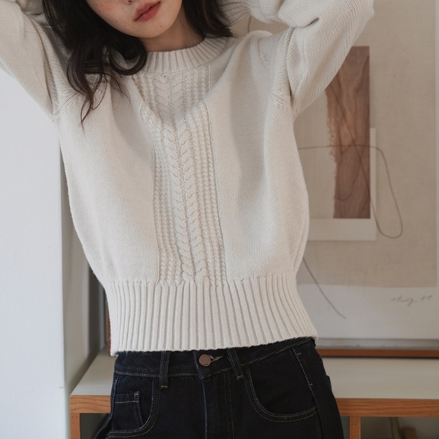 cable short knit top J00120