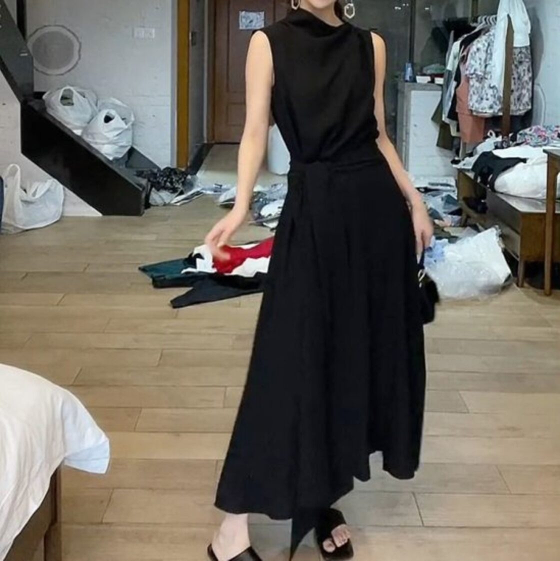 ロングワンピース レディース ノースリーブ パーティースタイル ドレス 