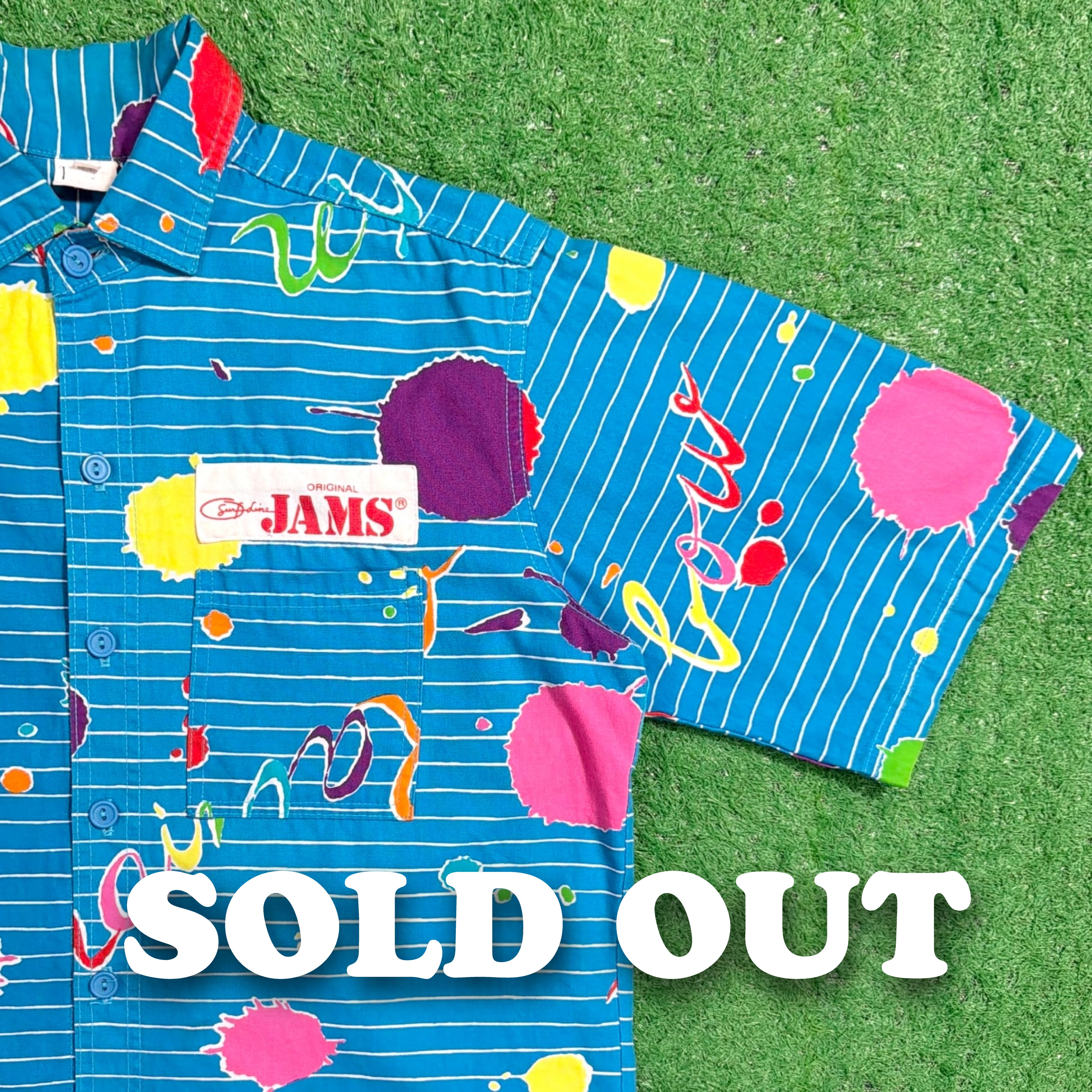 Men's】 80s - 90s JAMS WORLD アート ストライプ 半袖 シャツ / 80