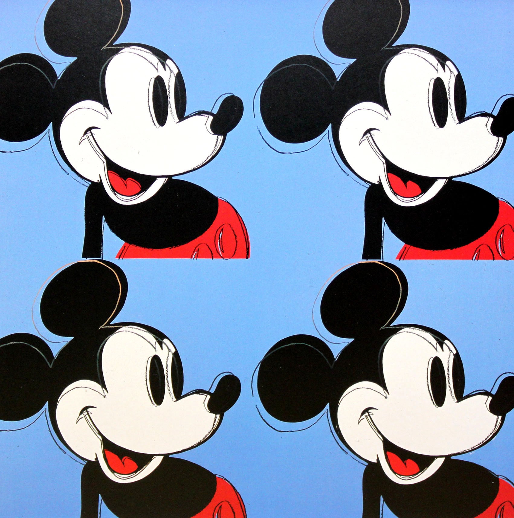 アンディ ウォーホル「ミッキーマウス フォー(ブルー)」展示用フック付ポスター ポップアート 絵画