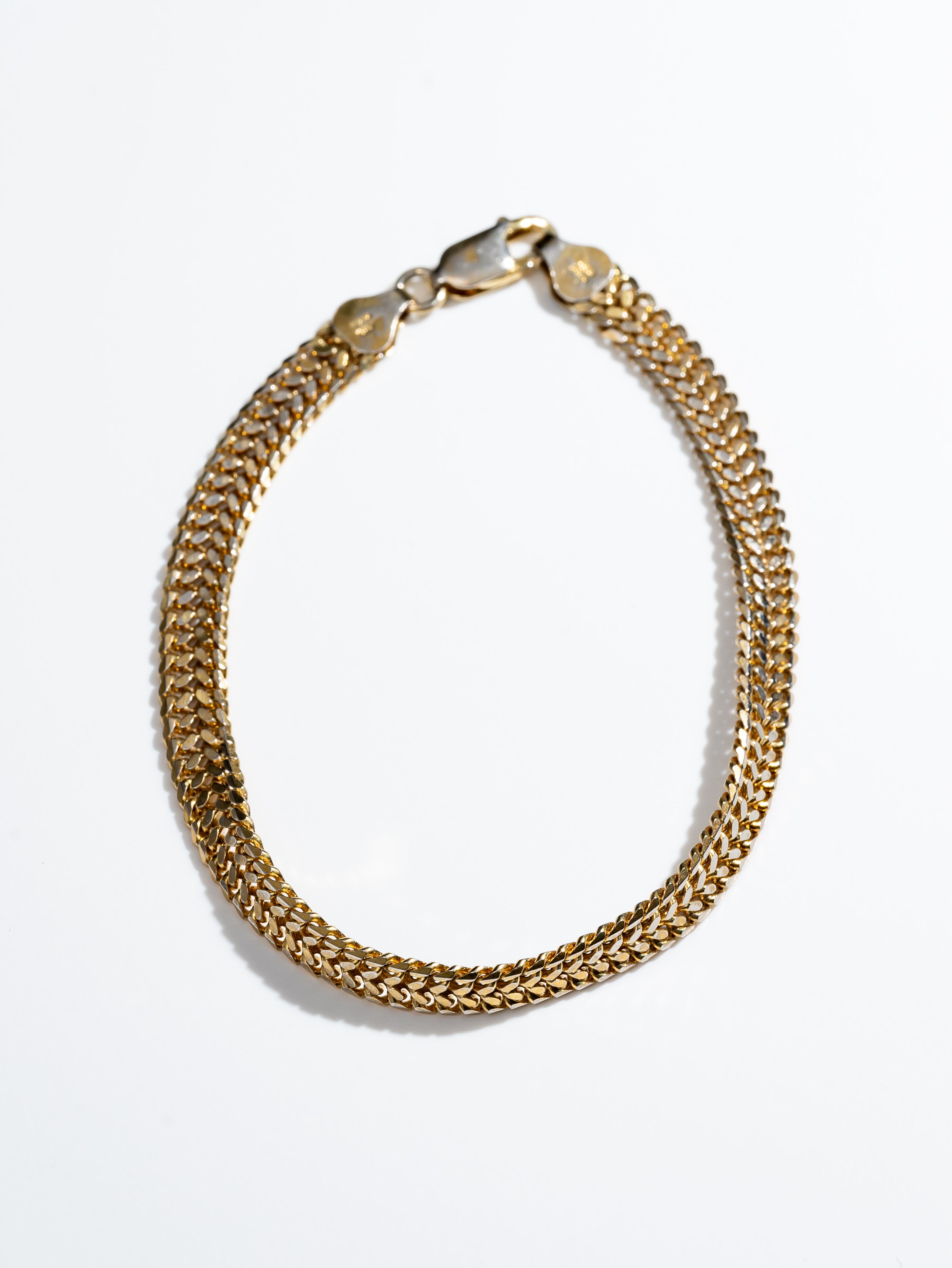 Vintage sterling silver gold plated italian chain fish bone bracelet