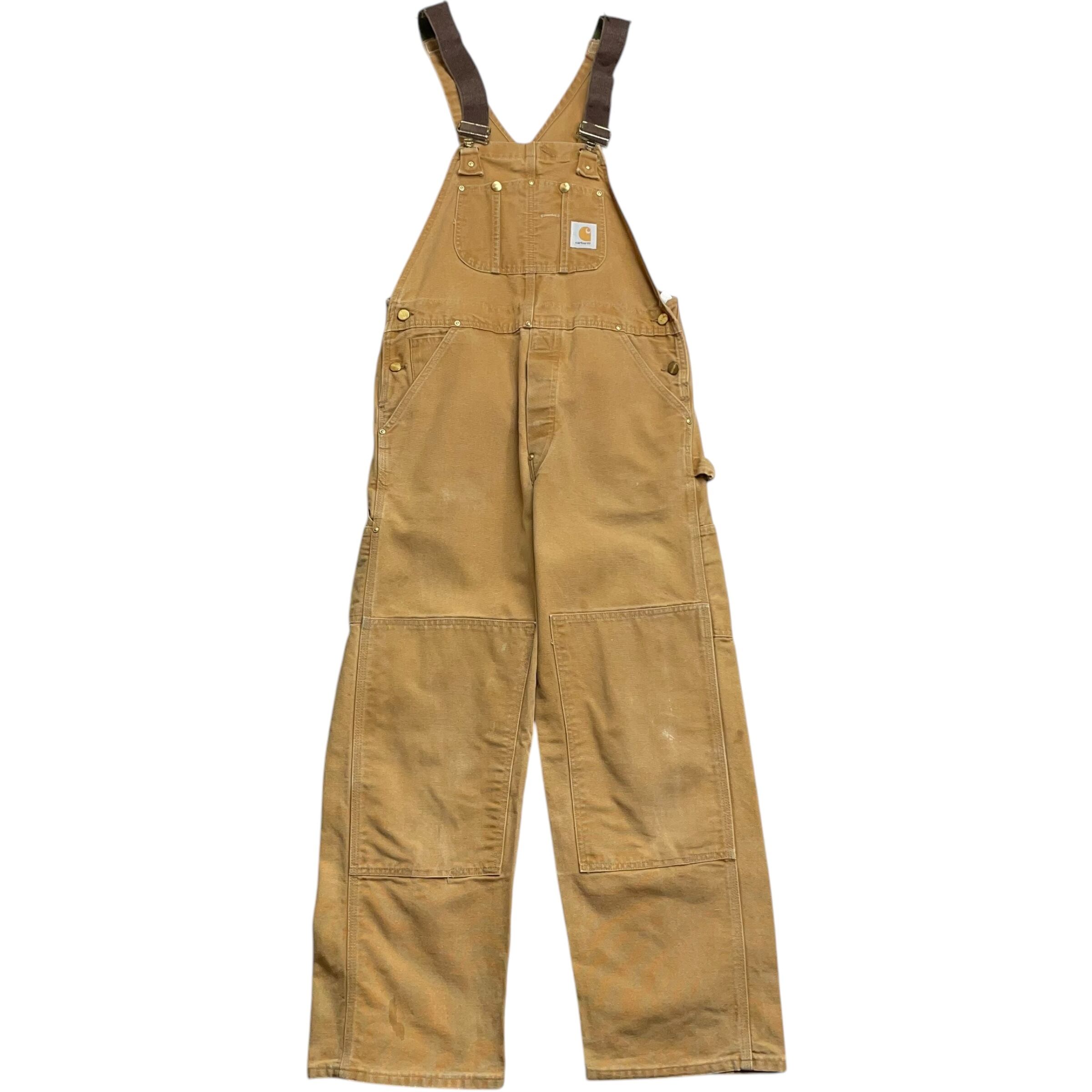 《実寸 W35L28》 Carhartt カーハート オーバーオール ダブルニー ブラウン USA製 80年代〜 no.5468S