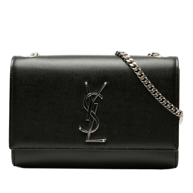サンローラン ケイト スモール YSLロゴ チェーン ショルダーバッグ 469390BOW0N1000 ブラック シルバー レザー レディース SAINT LAURENT 【中古】