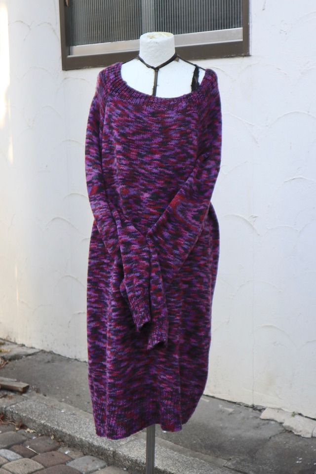 mix yarn knit one-piece