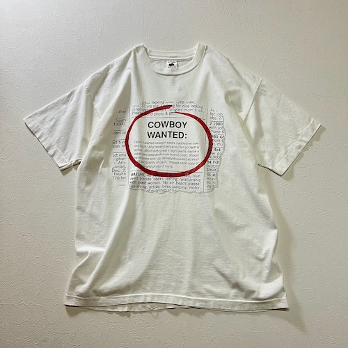 90s USA　メッセージ　シングルステッチ　Tシャツ　ホワイト　XL 古着