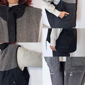 【受注予約:10月上旬入荷予定】ピーチボア切替中綿vest/ブラック