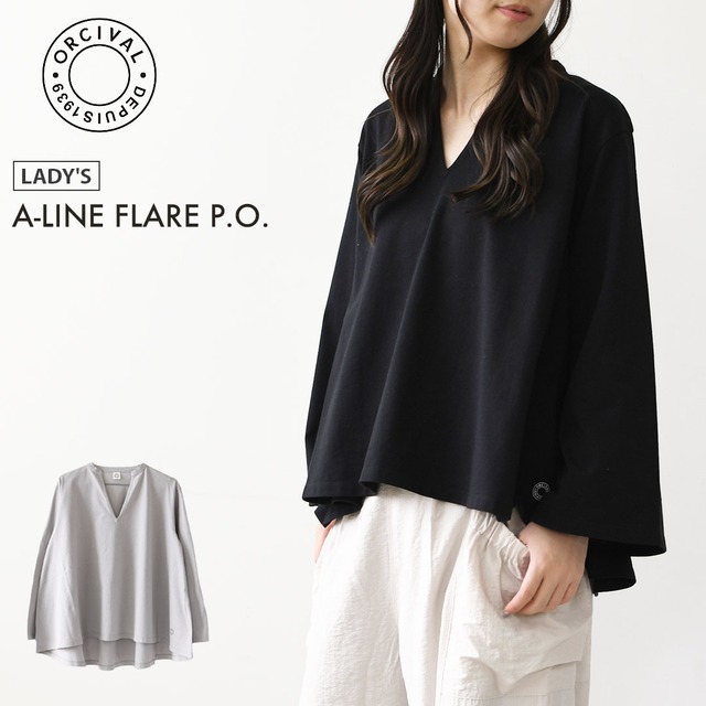 ORCIVAL [オーチバル・オーシバル] W A-LINE FLARE P.O. [OR-C0559JFD] Aラインフレアプルオーバー・コットンジャージー スキッパーネック長袖カットソー・長袖プルオーバー・LADY'S [2026AW]