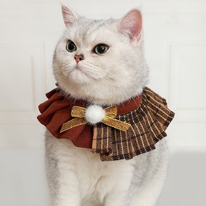 【PET】全2色クリスマス雰囲気格子柄ベレー帽or首輪