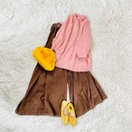 two-set　桃色ボタンシャツ＋大人のコットンワイドパンツ