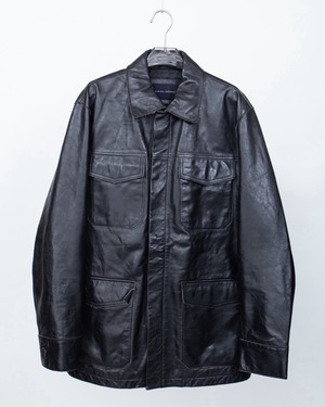 "BANANA REPUBLIC" fly-front zip leather car coat