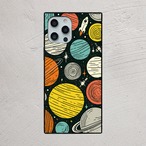 受注生産 iPhoneケース 惑星いっぱいのレトロ宇宙｜惑星柄 RFSP026A