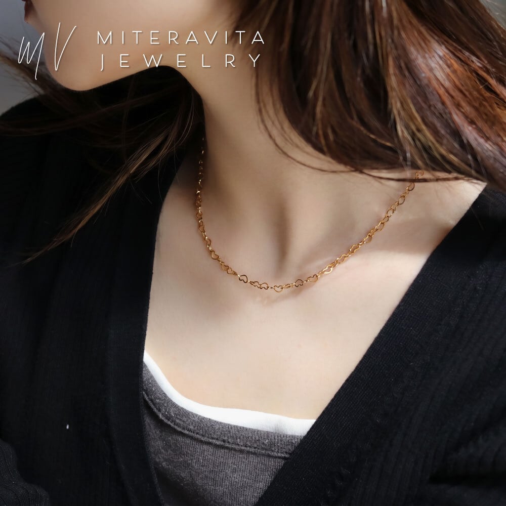 金属アレルギー対応 サージカルステンレス ネックレス ハート チェーン