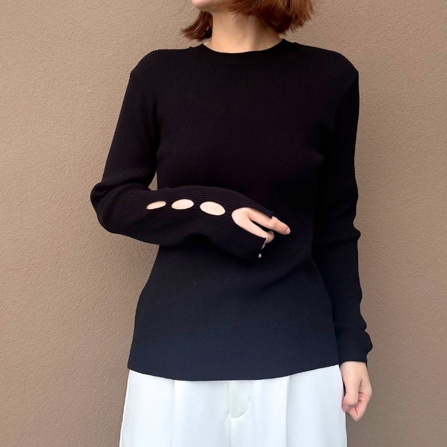《 再販ご予約2/5発送 》【 CLOCHE 】ホールスリーブリブニット