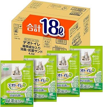 燃やせる自然素材] デオトイレ 緑茶成分入り 消臭・抗菌サンド 18L 