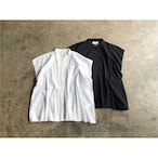 SOIL(ソイル) Cotton Voile Banded Collar French Sleeve Pintuck Shirt