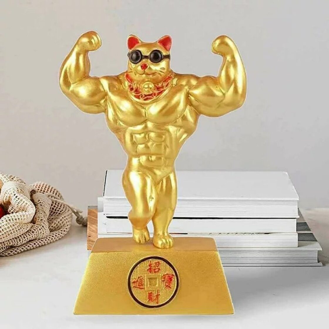 製造待ち】風水 福袋 置物 マッスル 招き猫 4体セット ラット  