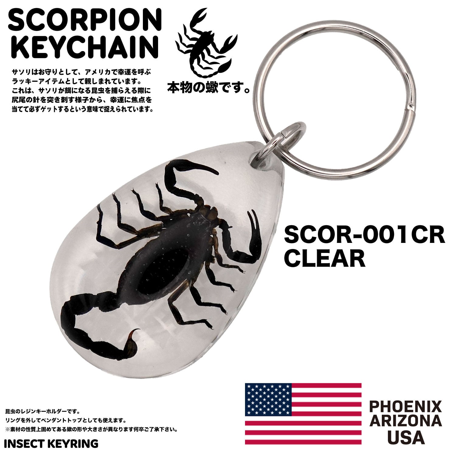 USA ARIZONA SCORPION DROP KEYCHAIN 蠍 サソリ スコーピオン お守り