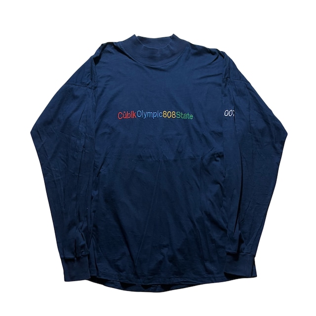 vintage 1990’s 808 STATE mock neck long sleeves music tee “Cűbik Olympic”