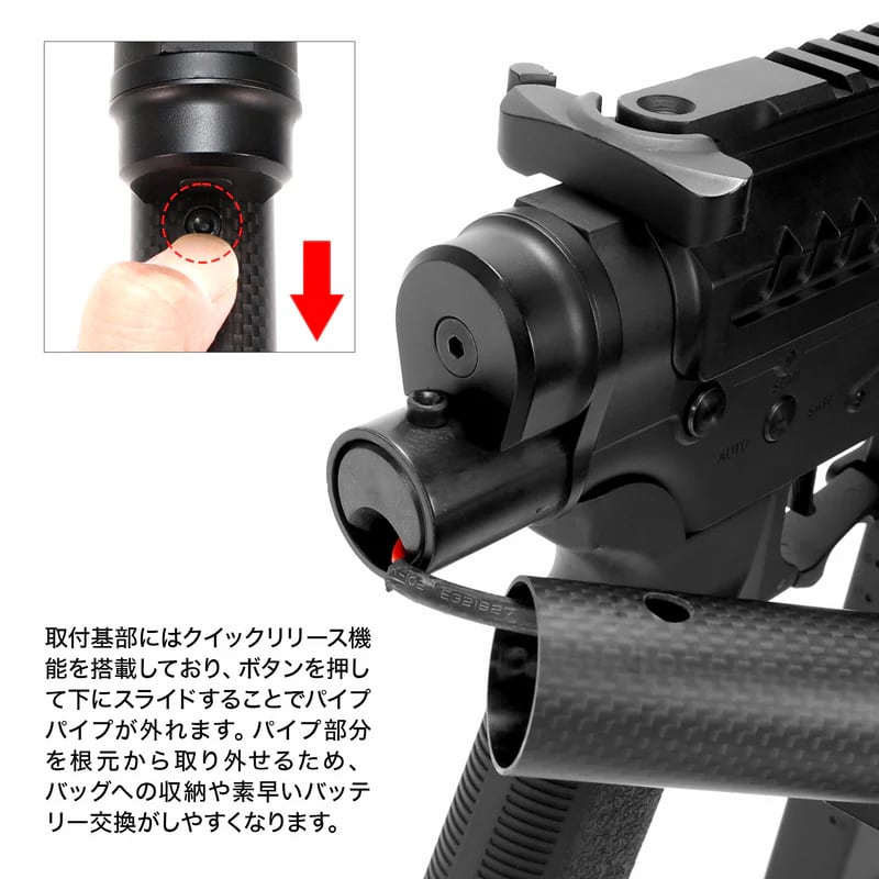FirstFactory】 M4オフセットクイックリリースカーボンストックパイプ