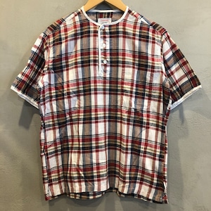 1960'S VINTAGE P/O HENRY NECK CHECK SHIRT