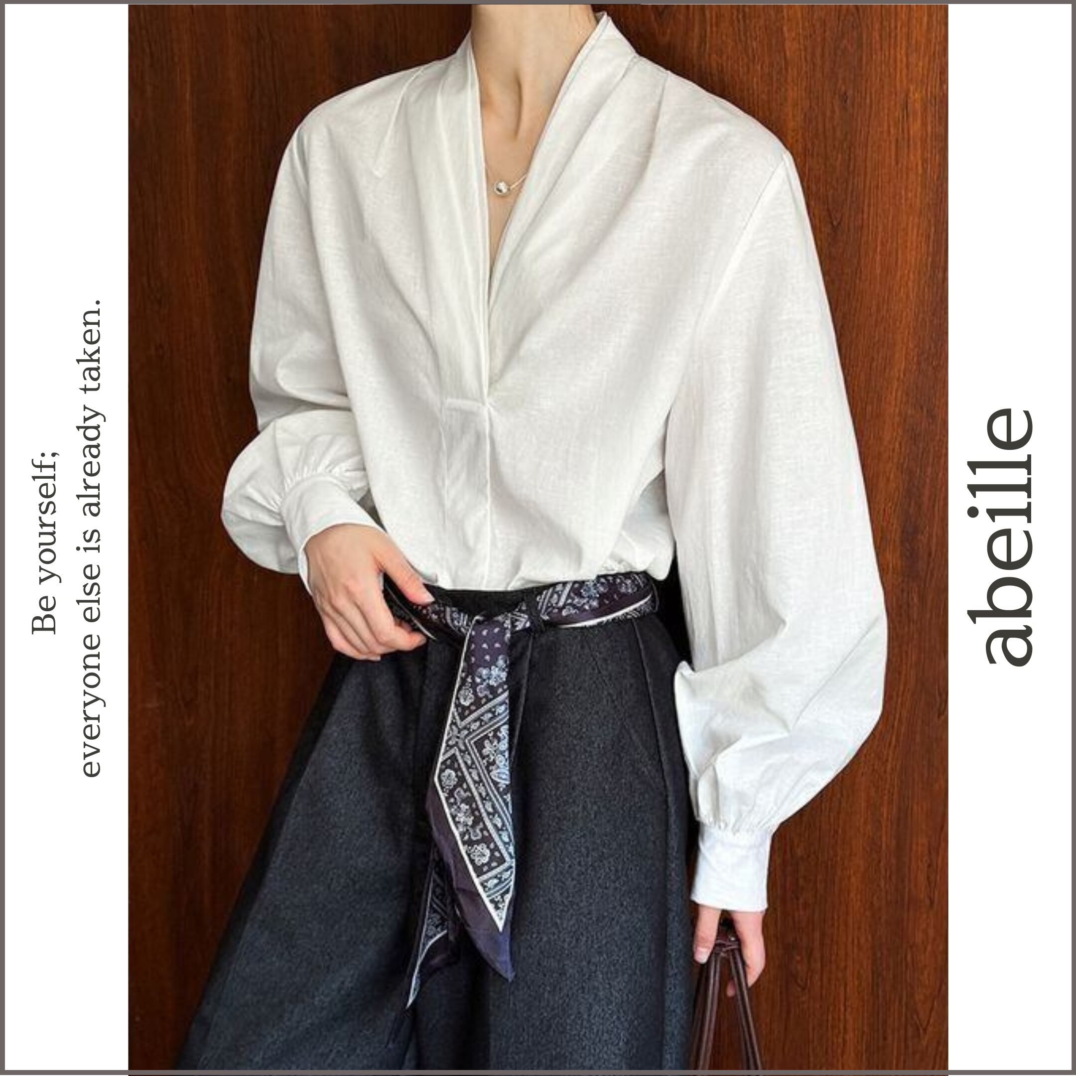 baloon sleeve v-neck blouse 14754